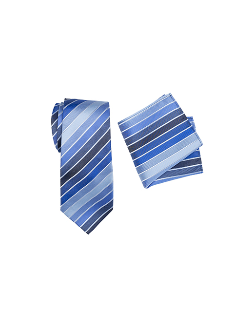 Mens Striped Tie Blue