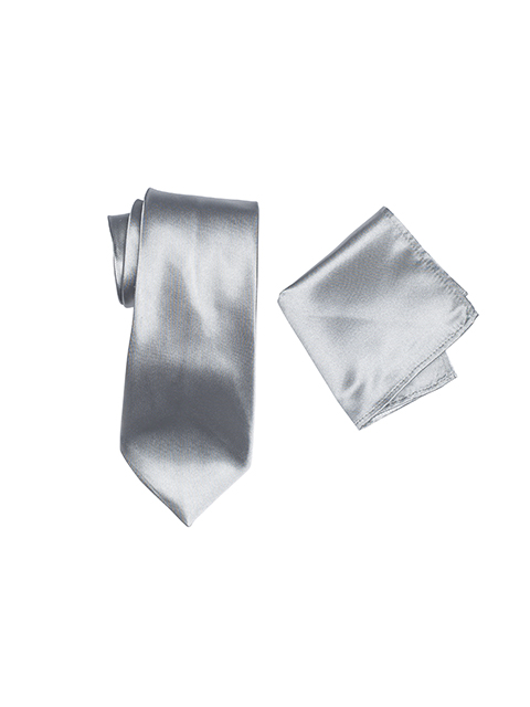 Hire Satin Hank & Tie set Silver