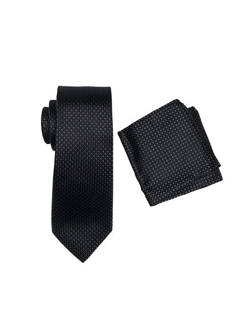 Zenetti silk tie and hank box set Charcoal