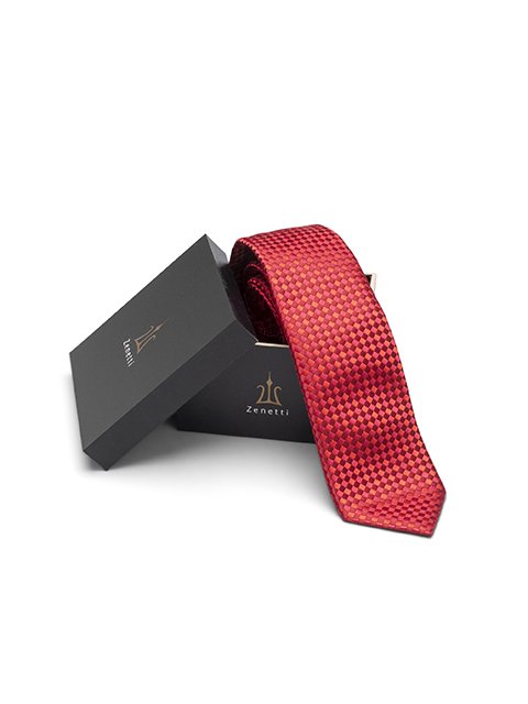 Zenetti silk tie and hank box set Red