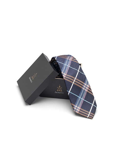 Zenetti silk tie and hank box set navy