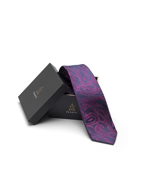Zenetti silk tie and hank box set Magenta