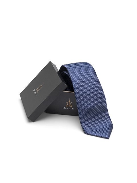 Zenetti silk tie and hank box set Navy