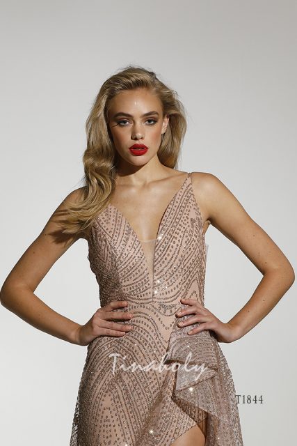 T1844 Tina Holly Rose Gold Special Occasion Gown