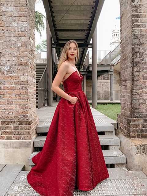 TA611B Red Tina Holly Special Occasion Gown