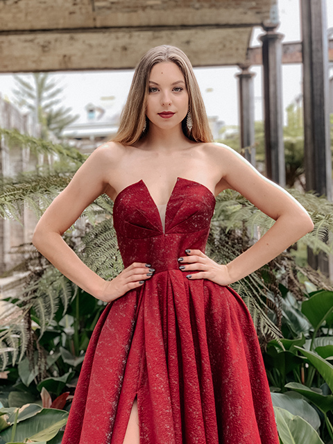 TA611B Tina Holly Red Special Occasion Gown
