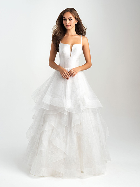 20-312 Delicate Ruffles Strapped Ballgown