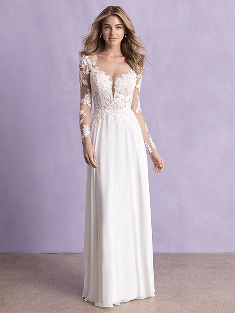 Allure Romance 3353 Delicate Lace Sleeves A-line Gown