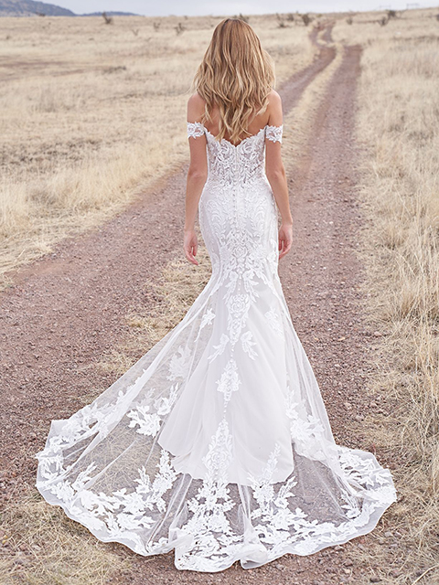 Allure Romance 3357 Off-Shoulder Sheath Lace Wedding Dress