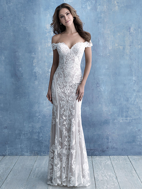 Allure Bridals 9704 Slim-Fitting Wedding Dress Off-Shoulder