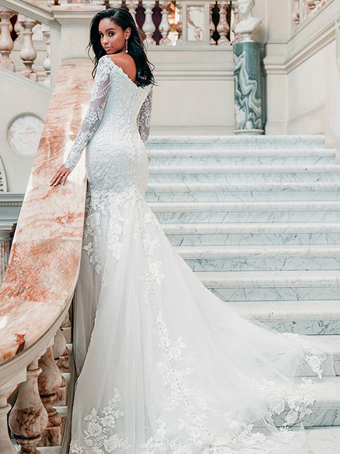 Allure Bridals 9706 Lace Off-Shoulder Wedding Dress