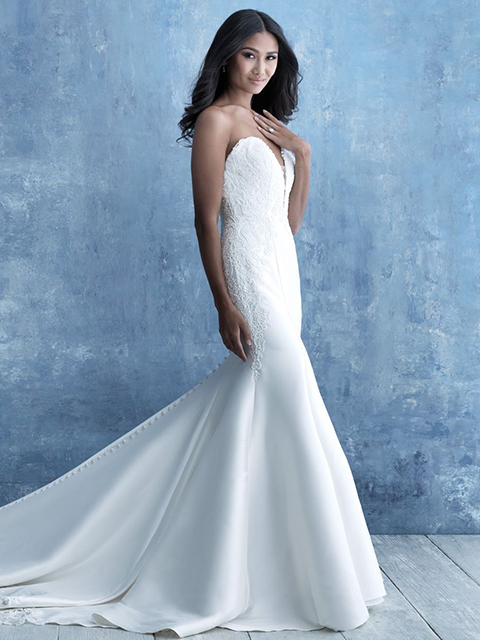 Allure Bridals 9717 Delicate Lace Strapless Wedding Dress