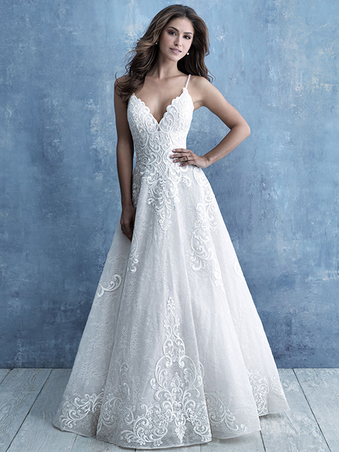Allure Bridals 9718 Textured Sheet Lace Bodice and Hemline