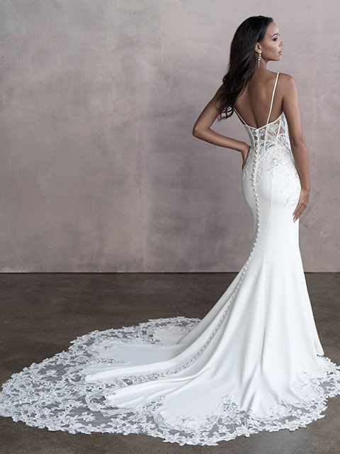 Allure Bridals 9815 Crepe with Beaded Lace Gown
