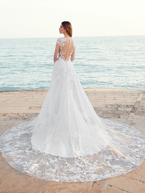Abella E122 Markita Chic Silhouette Lace Cap Wedding Dress