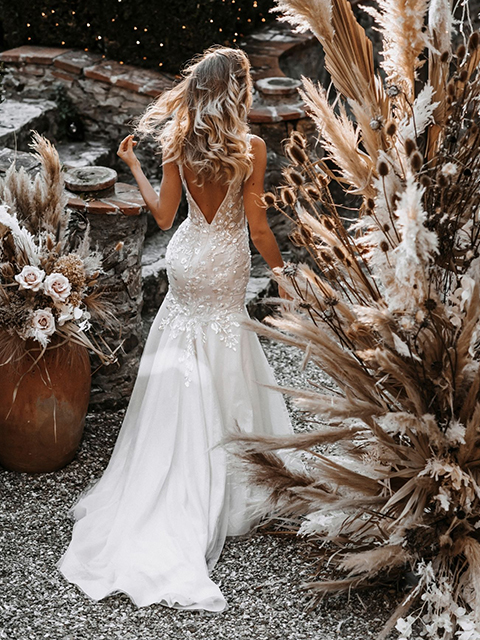 Abella E151 Nadine Shimmer Blossoms Across Wedding Dress