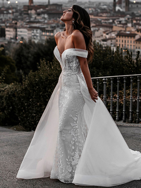Abella E158 Hellena Off-Shoulder Strap Wedding Dress