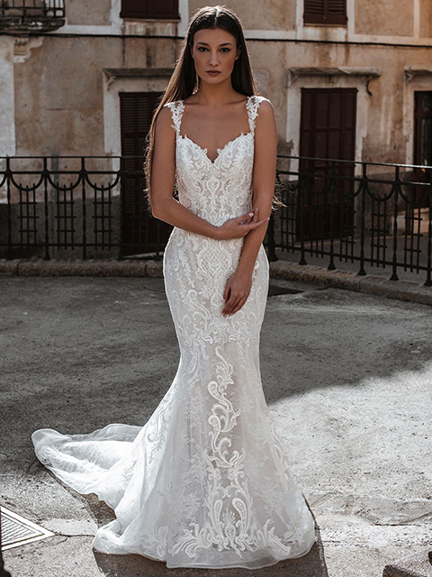 Abella E171 Alma Lace Off-Shoulder Straps Wedding Dress