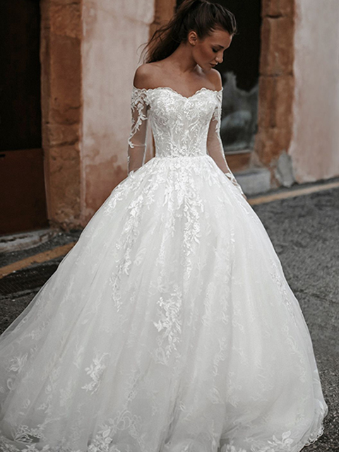 Abella E172 Sigrid Modern Lace Sparkling Tulle Wedding Dress