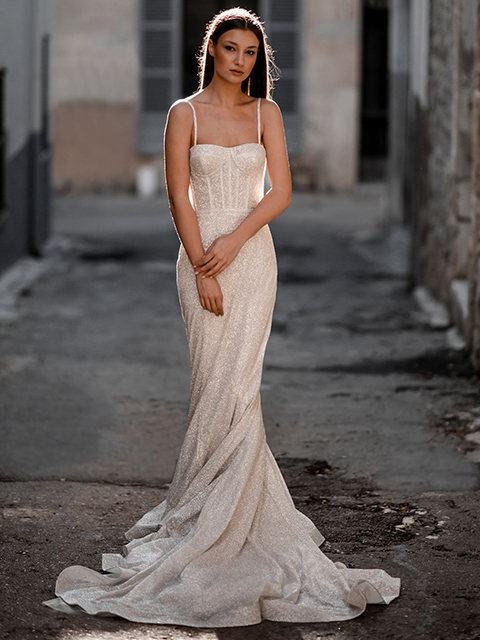 Abella E174 Karina Tulle Chic Overskirt Glitter Wedding Dress