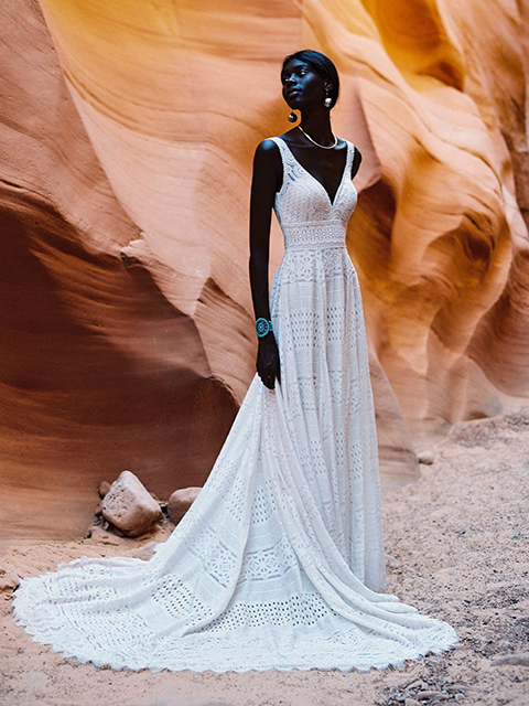 F184 Soft Lace Bodice Wedding Dress