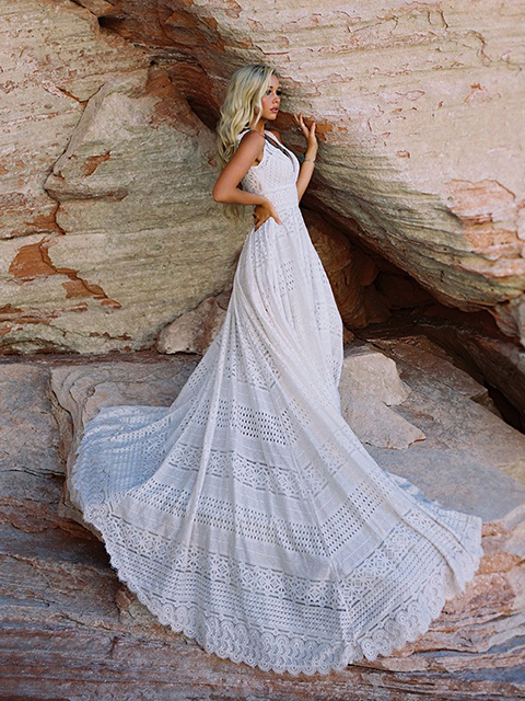F184 Soft Lace Bodice Wedding Dress
