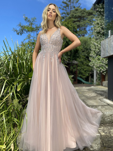 JX5005 dusty pink Formal and Evening Dress